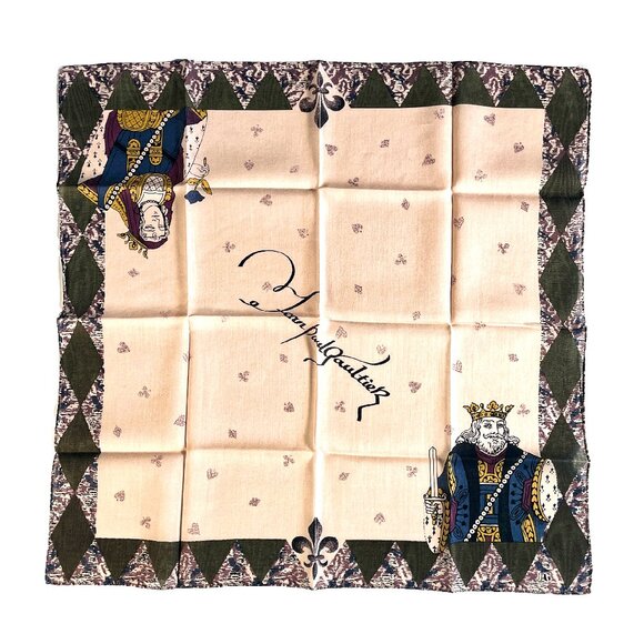 Jean Paul Gaultier Vintage Scarf – King & Queen Playing Card Design - Picture 1 of 7